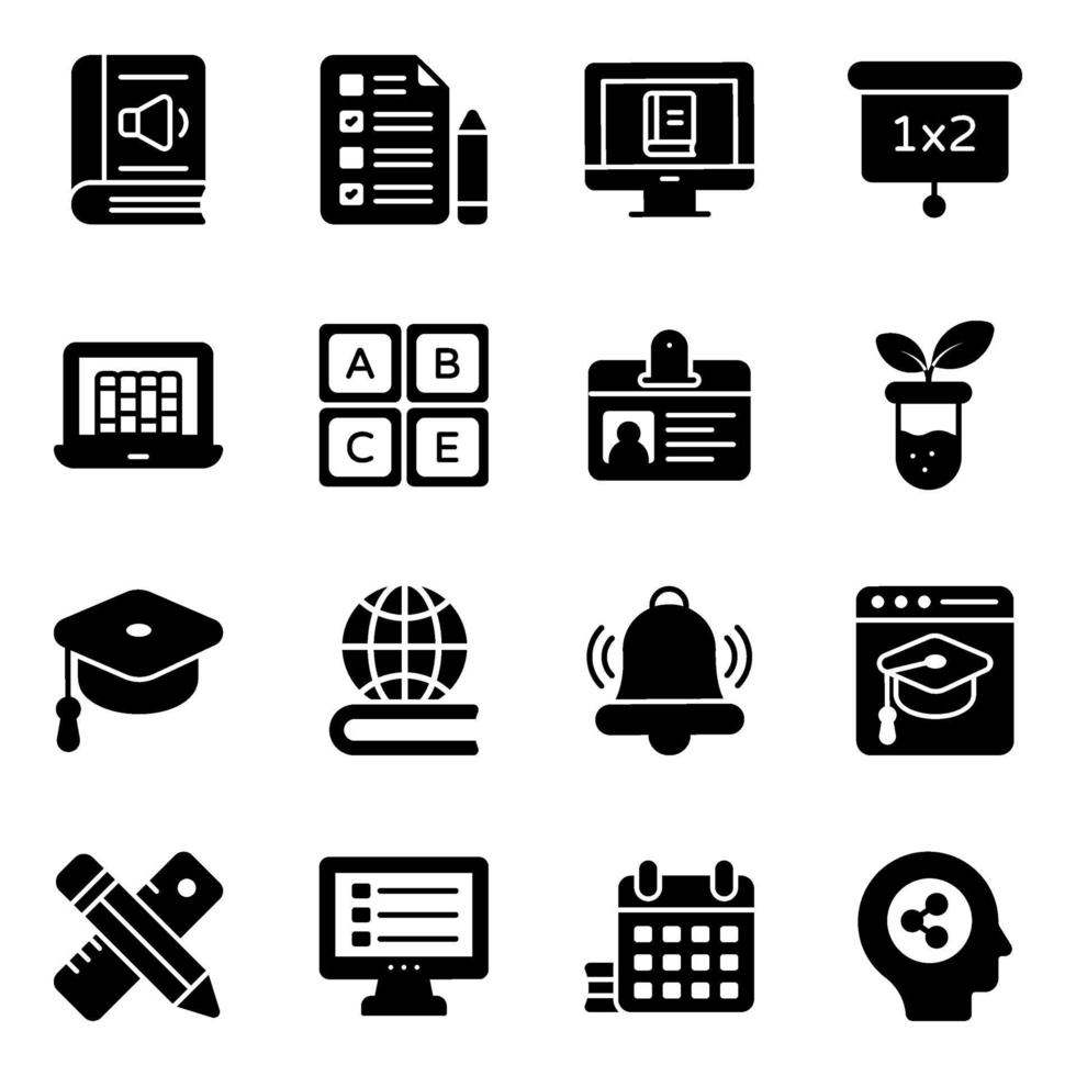 Learning and Education Elements Icon Set vector