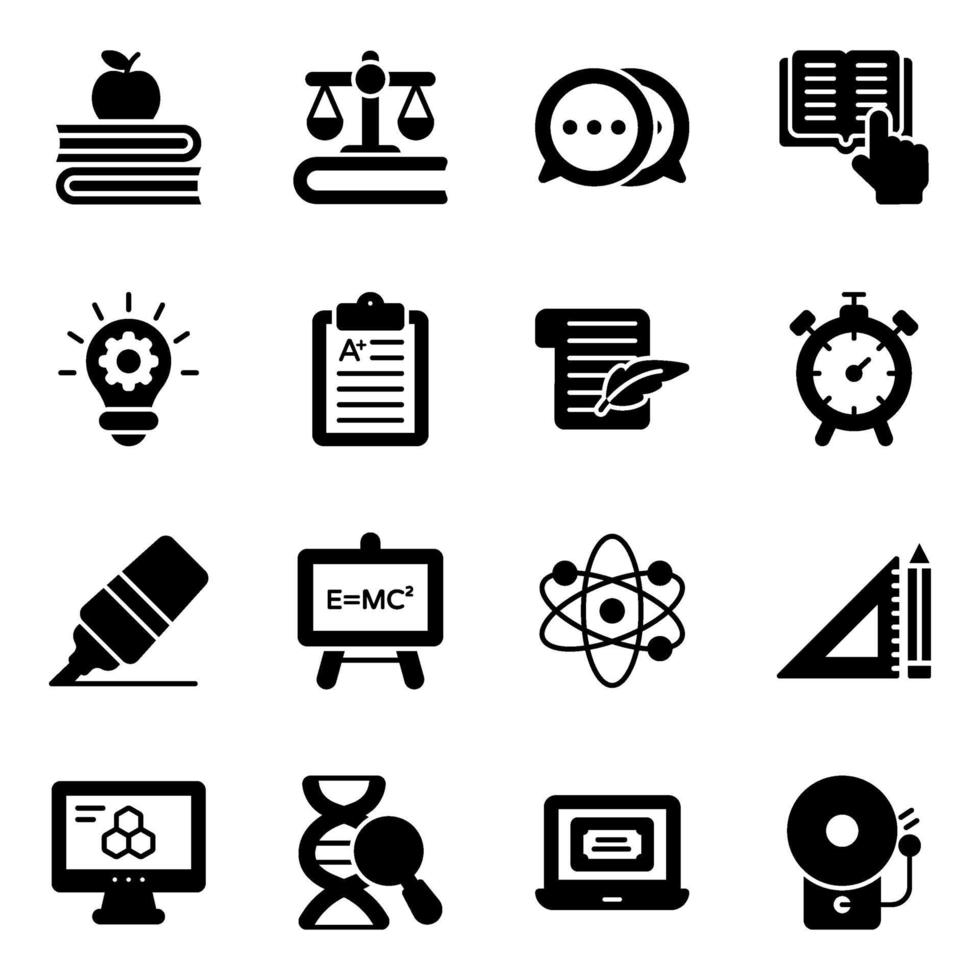 Learning and Education Elements Icon Set vector