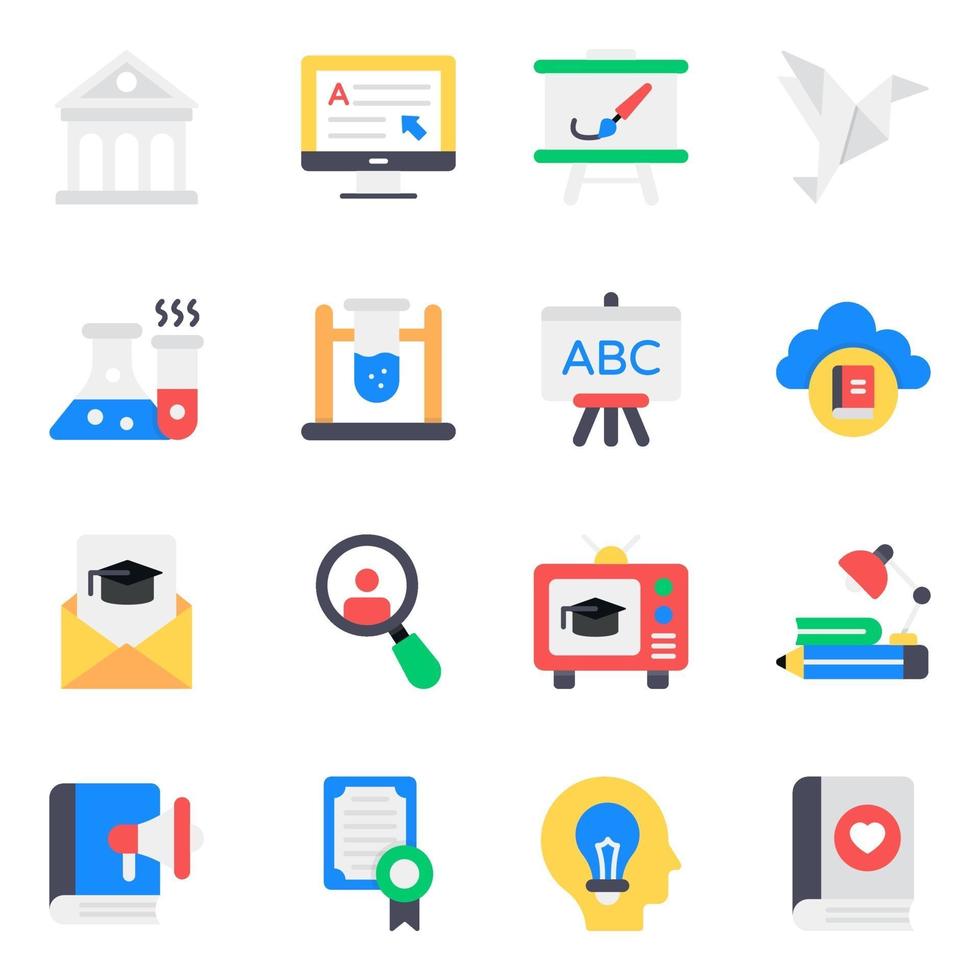 Learning and Education Elements Icon Set vector