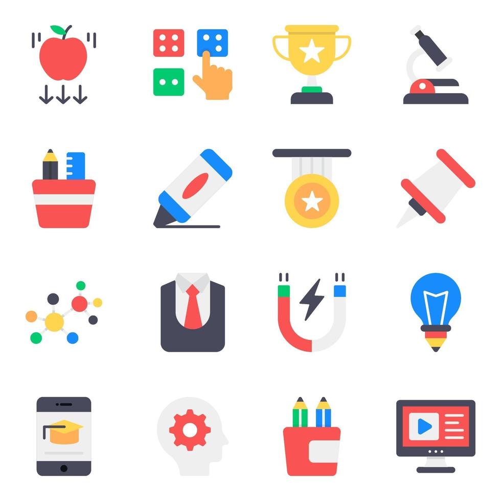 Learning and Education Elements Icon Set vector