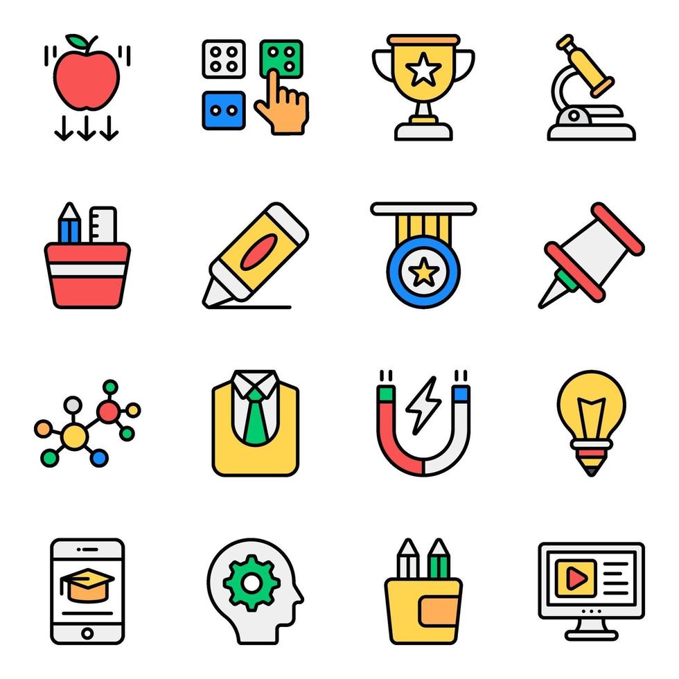 Learning and Education Elements Icon Set vector