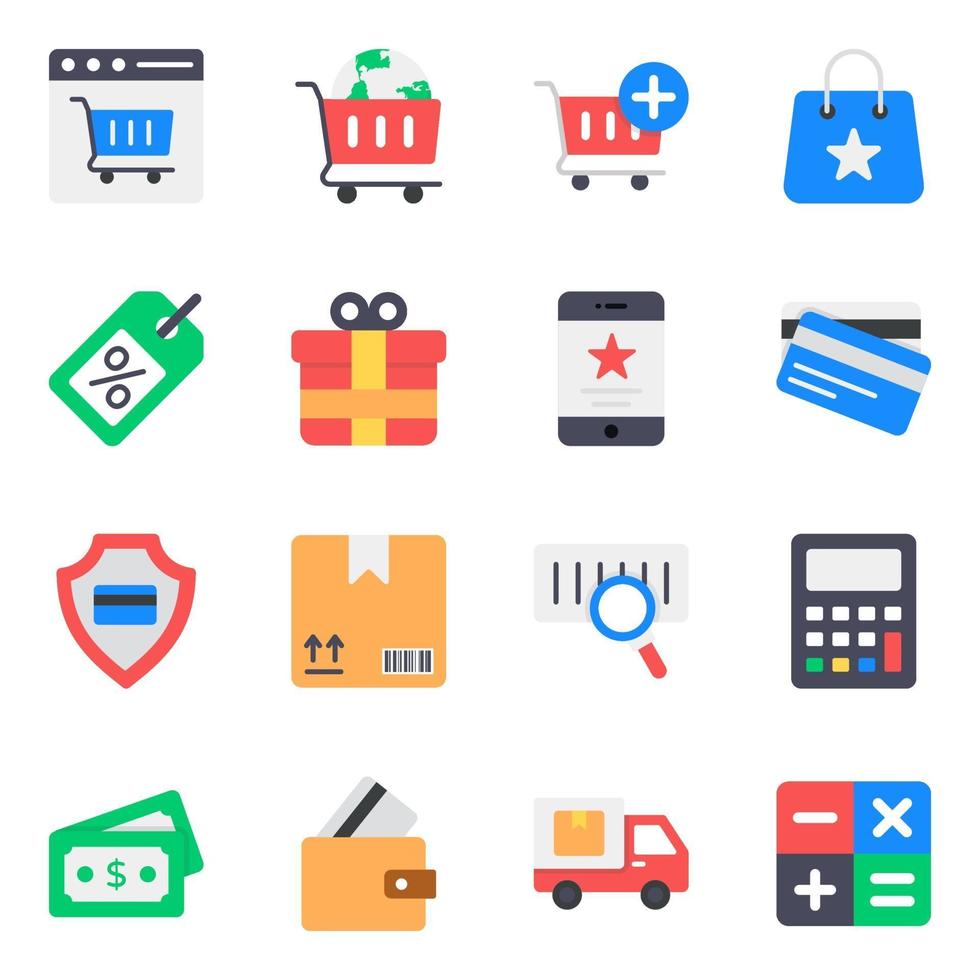 Online Shopping and Commerce Icon Set vector