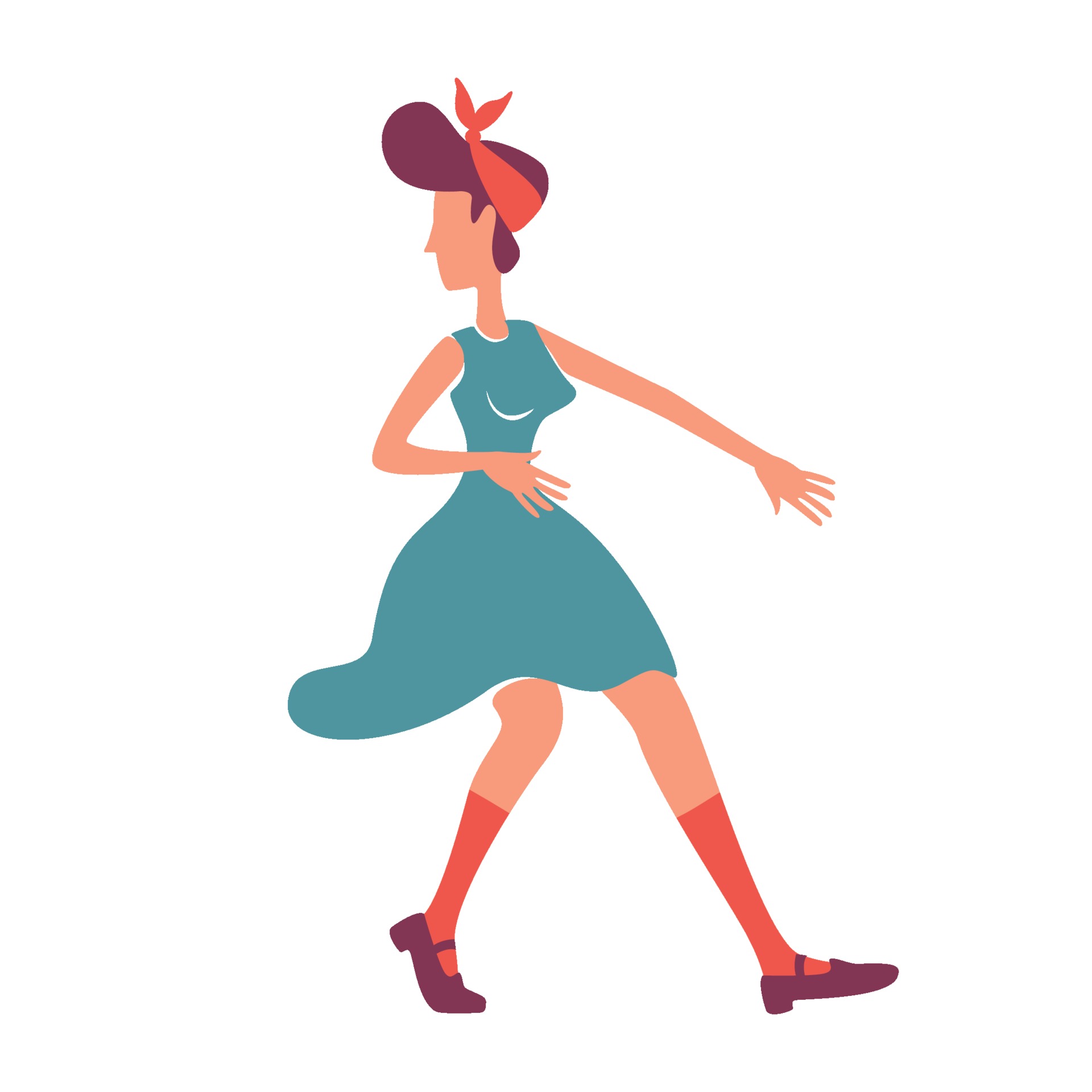 images Retro 50S Cartoon Characters old school lady in blue dress flat