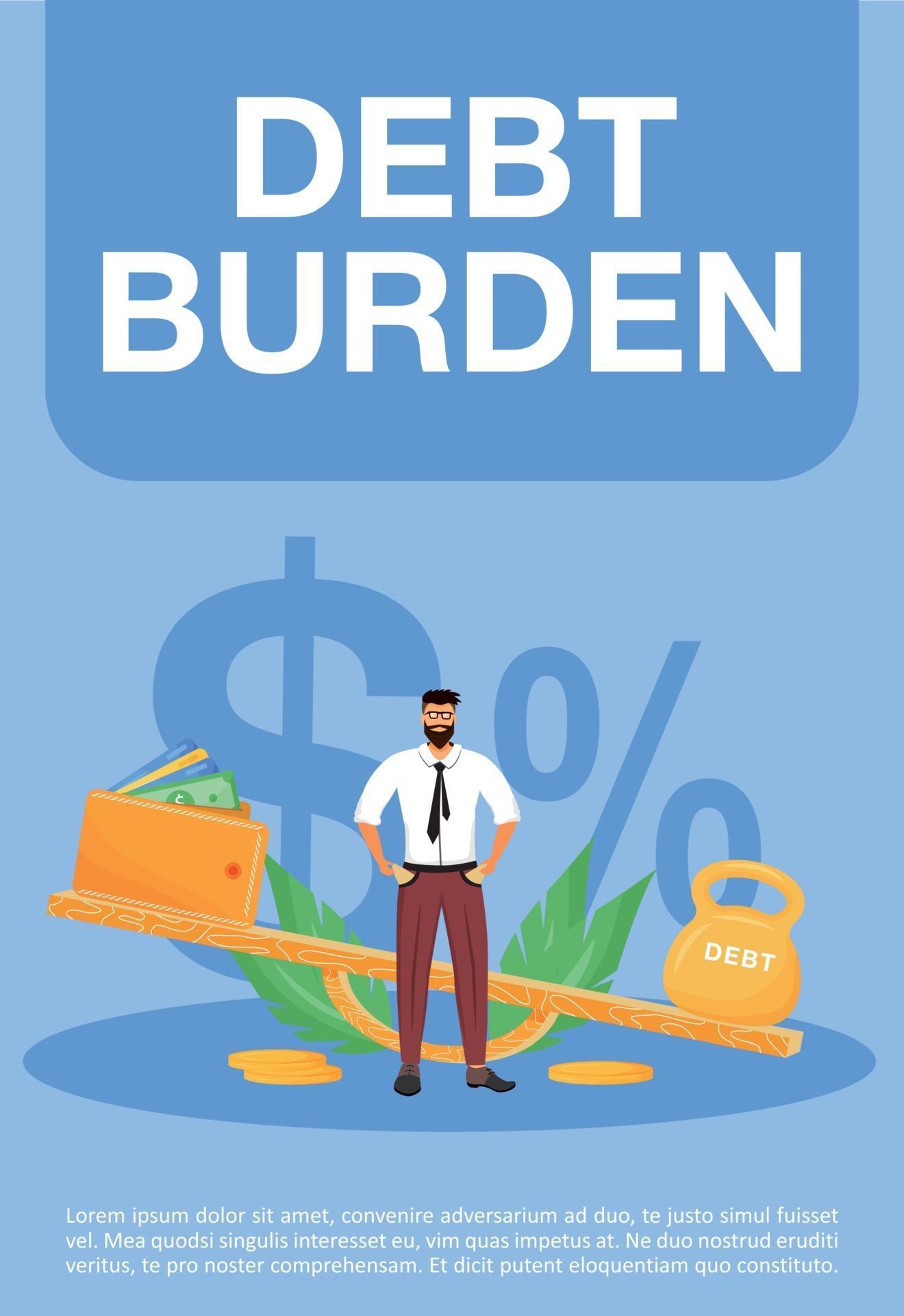 Debt burden poster flat vector template. Financial problem, legal