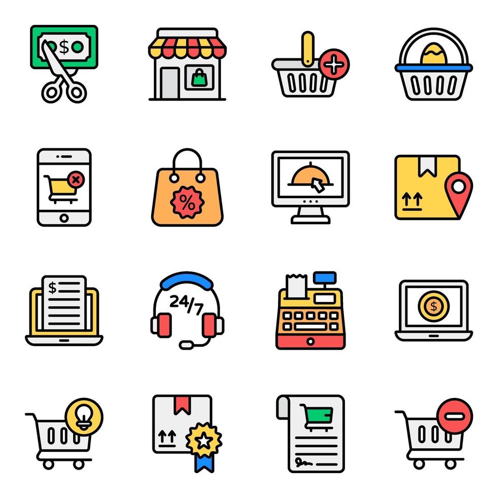 Online Shopping and Commerce Icon Set vector