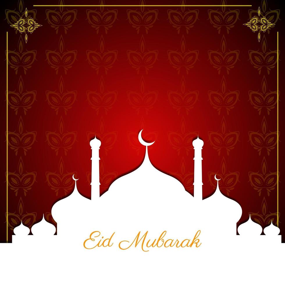 tarjeta eid mubarak con fondo de festival de patrón de mezquita vector