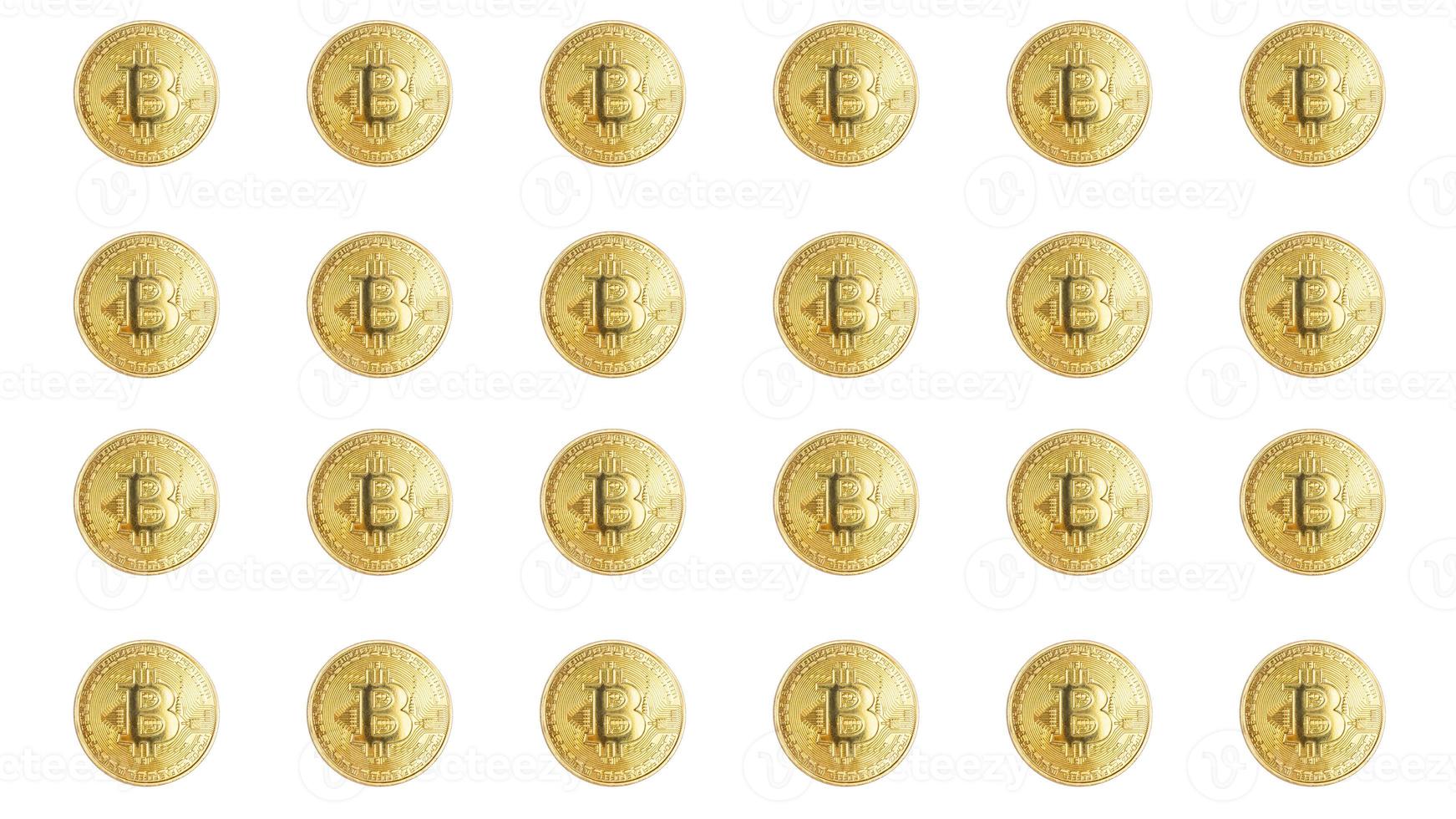 Group of bitcoin coins isolated on white background photo