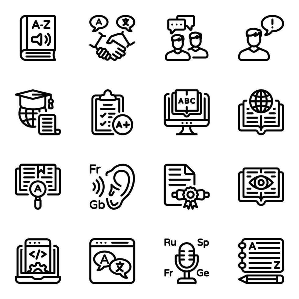 conjunto de iconos de idioma y comunicación 2252928 Vector en Vecteezy