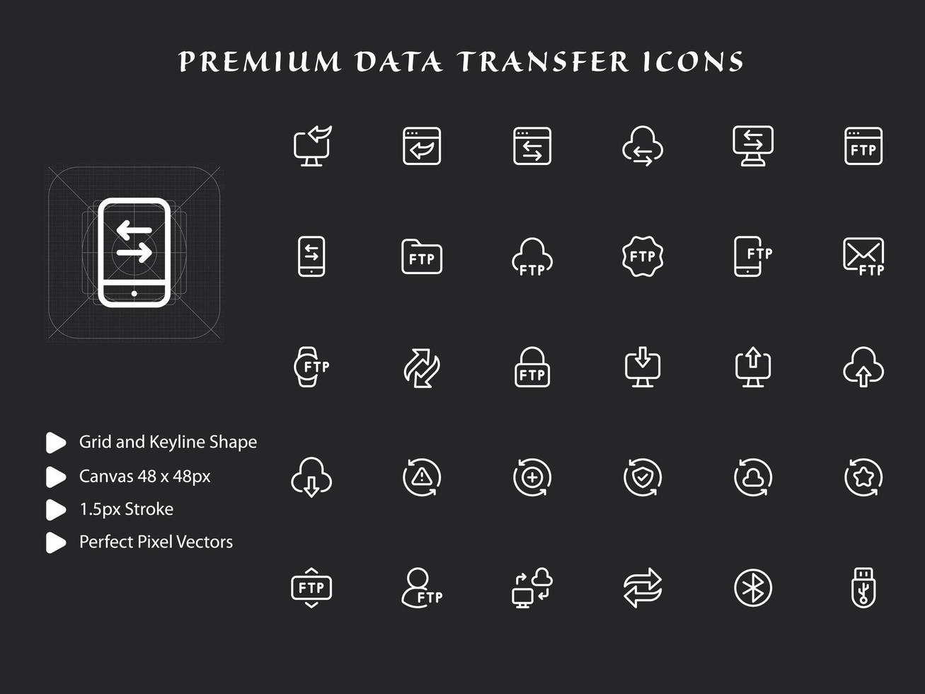 paquete de iconos de transferencia de datos vector