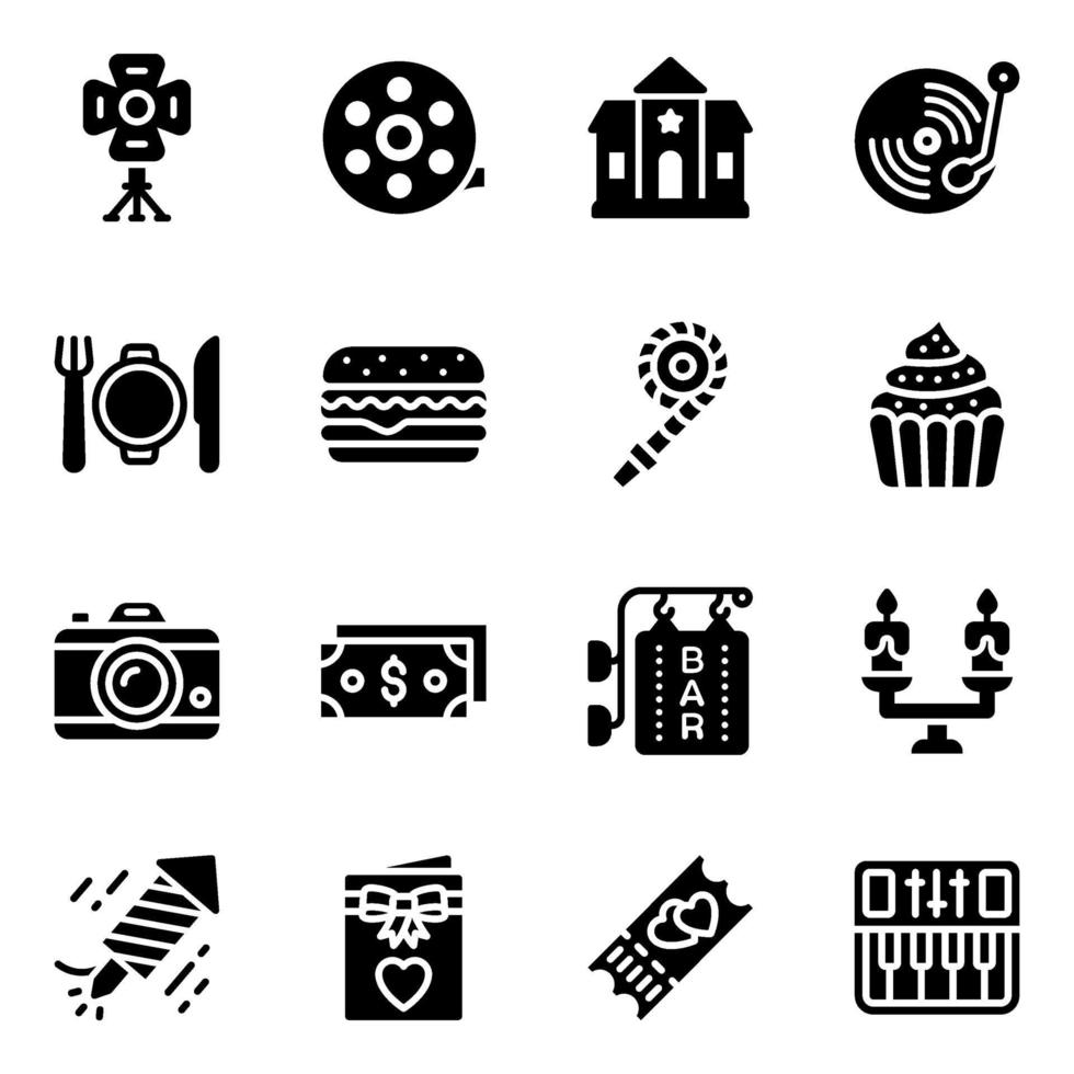 Night club Icon Set vector