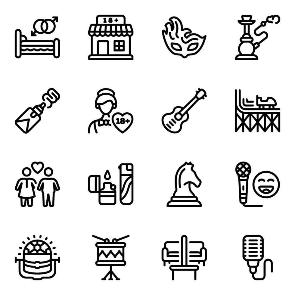 Fun Activities Icon Set vector