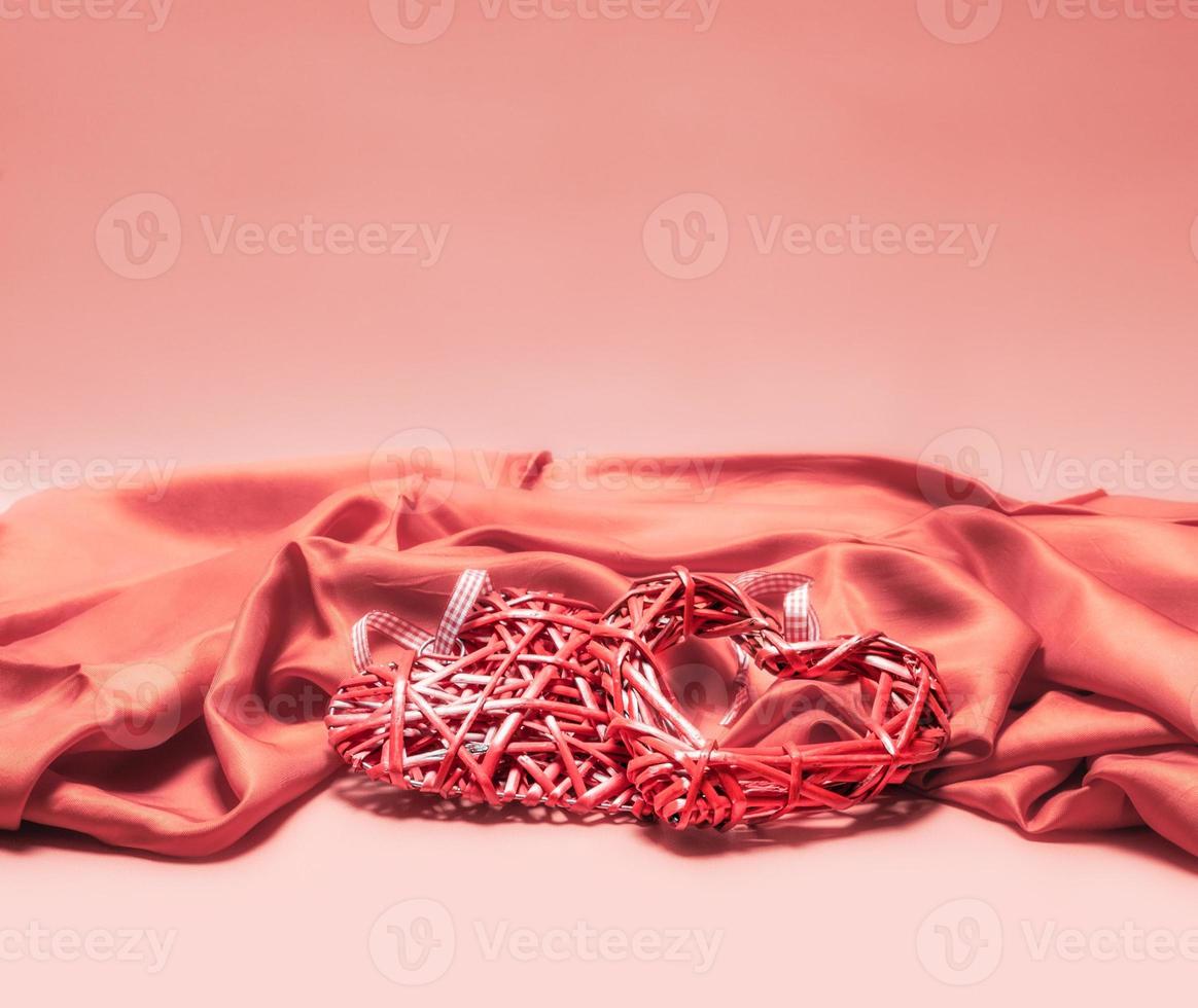 Valentine's day decor on a red background photo