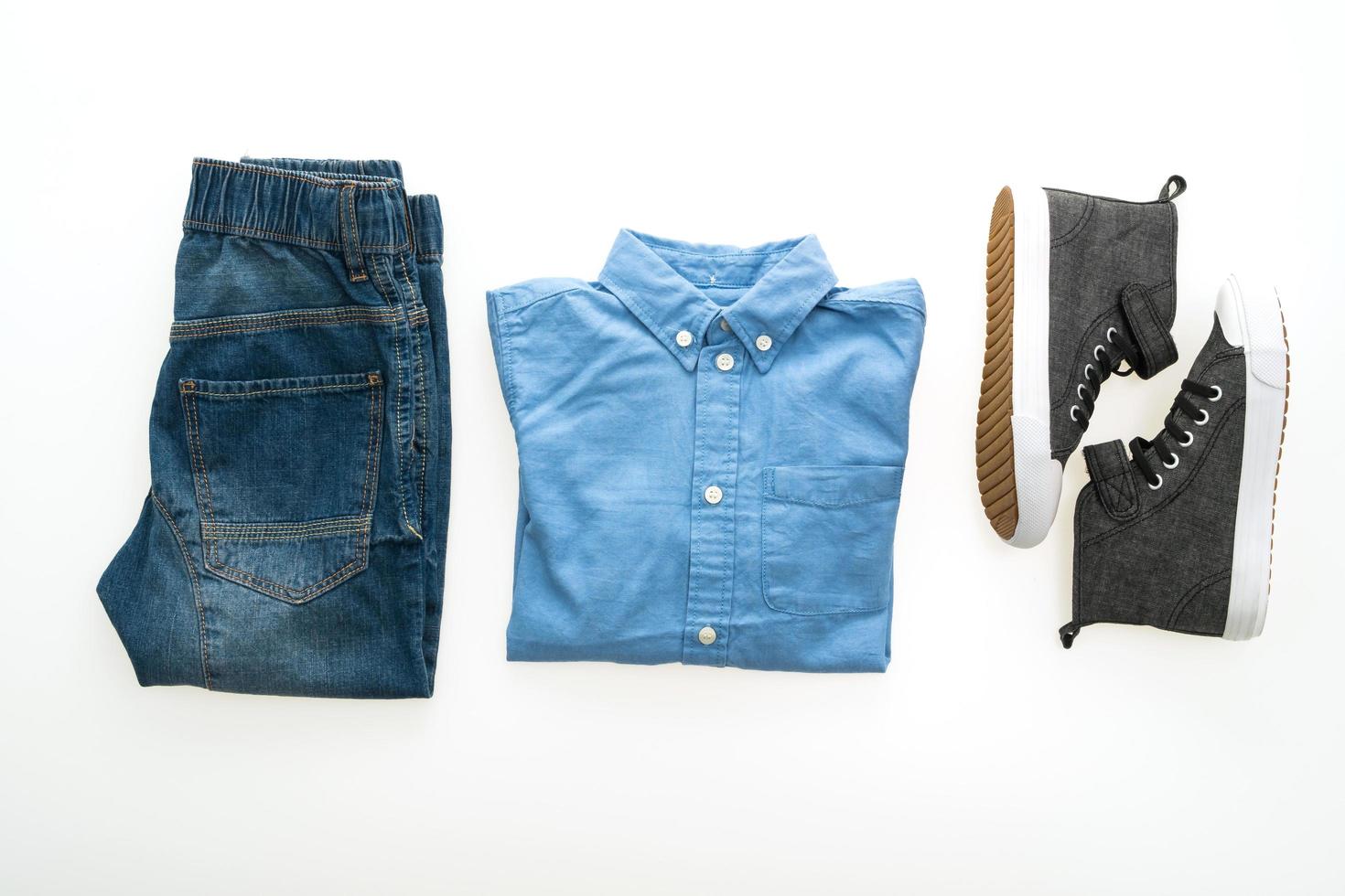 Shirt and jean pants with shoes photo