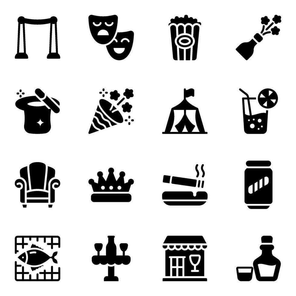 Night club Icon Set vector