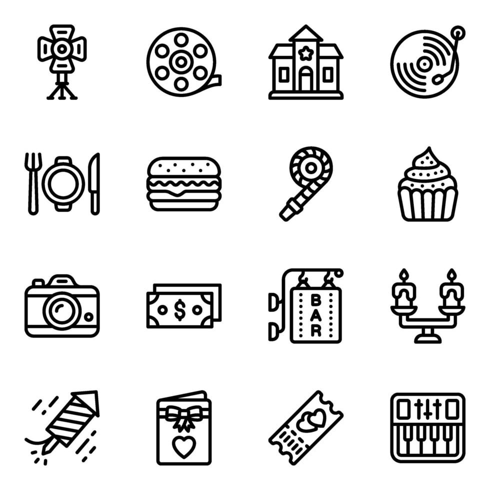 Hotel Service and Food Icon Set vector