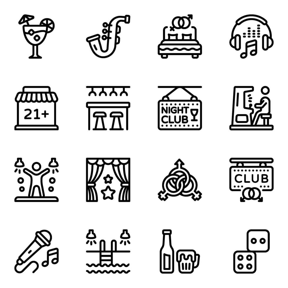 Night club Icon Set vector
