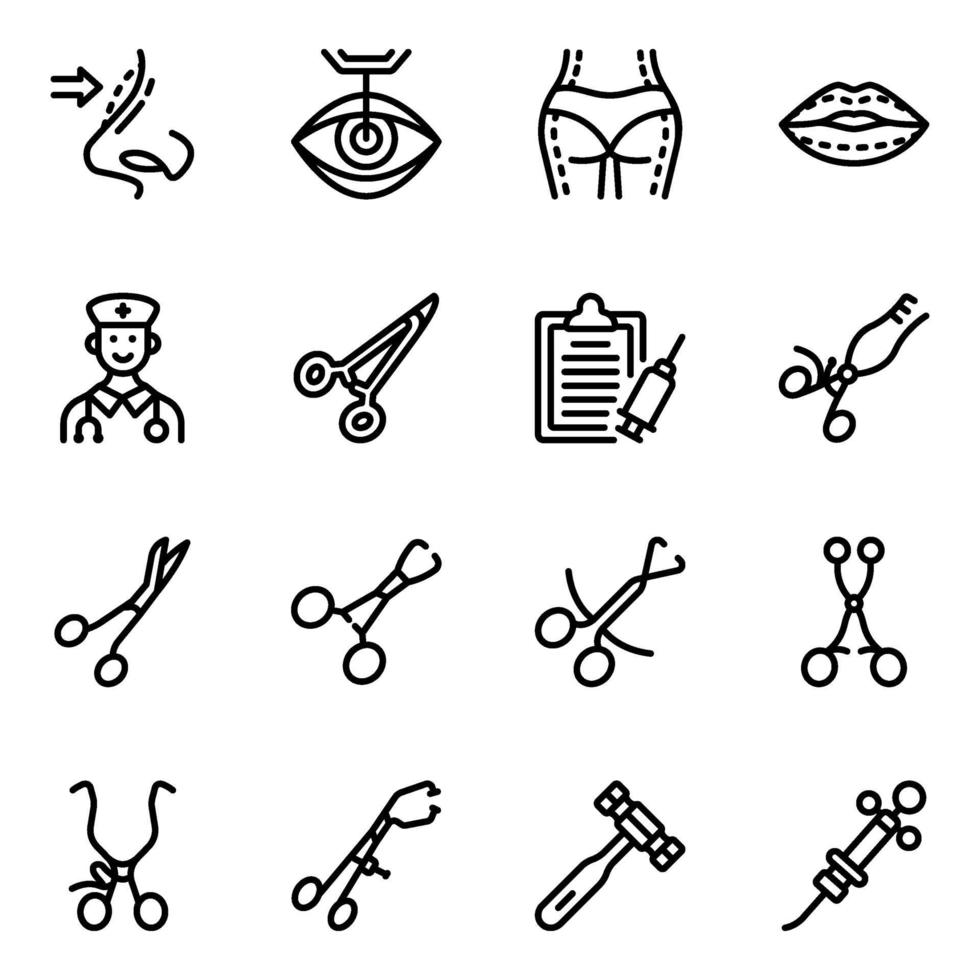 Surgical Equipment and Accessories Icon Set vector