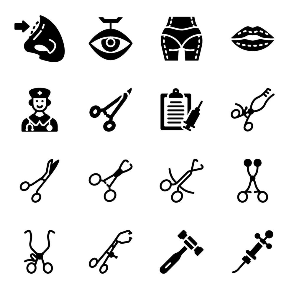 Surgical Equipment and Accessories Icon Set vector