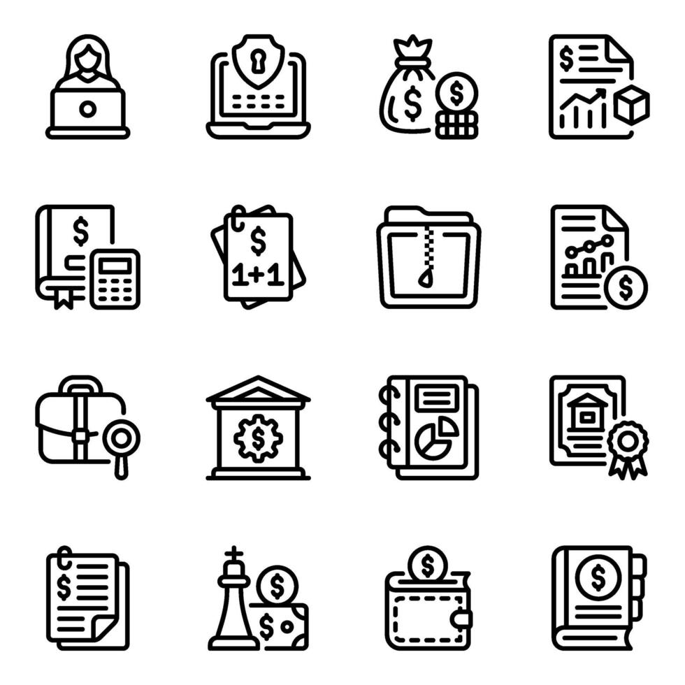 Financial Strategy and Agreement Icon Set vector