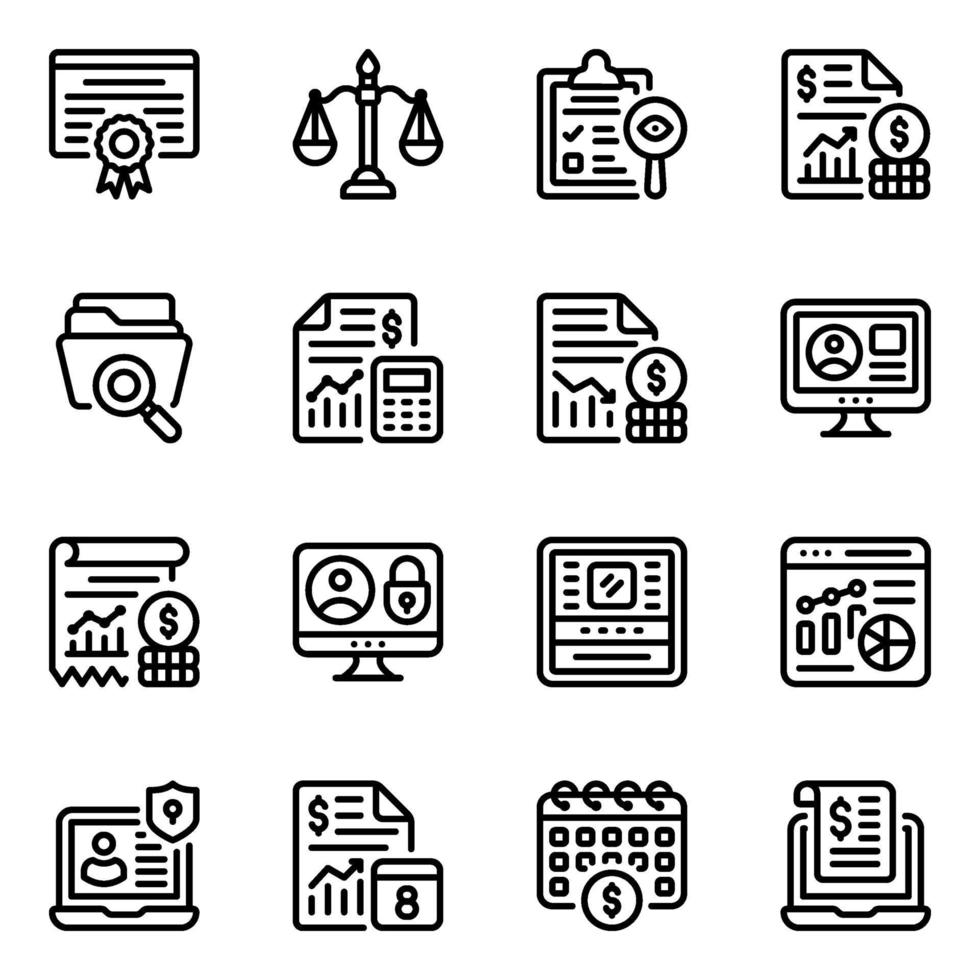 Calculations and Security Icon Set vector