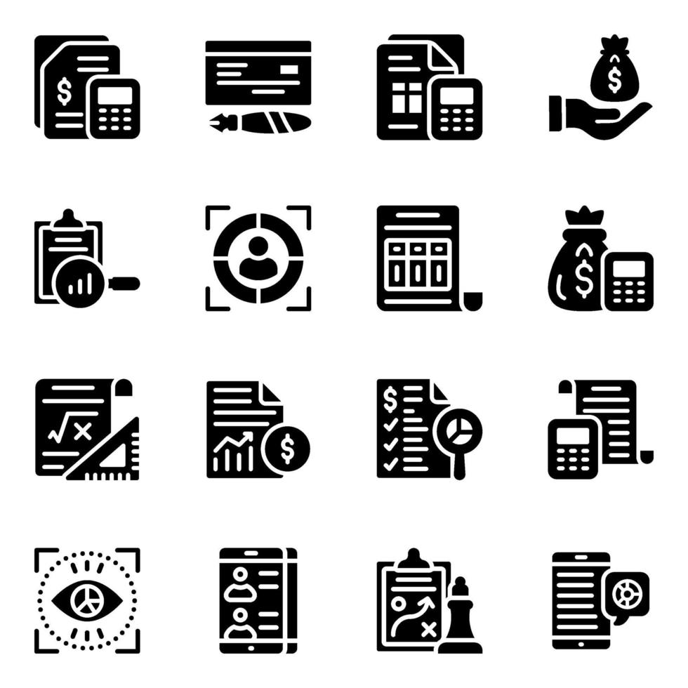 conjunto de iconos de finanzas y comercio electrónico vector