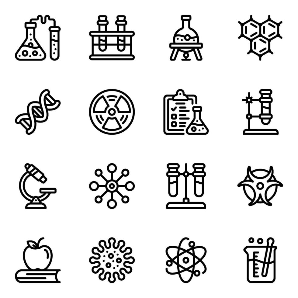 Chemistry and lap Equipment Icon Set vector