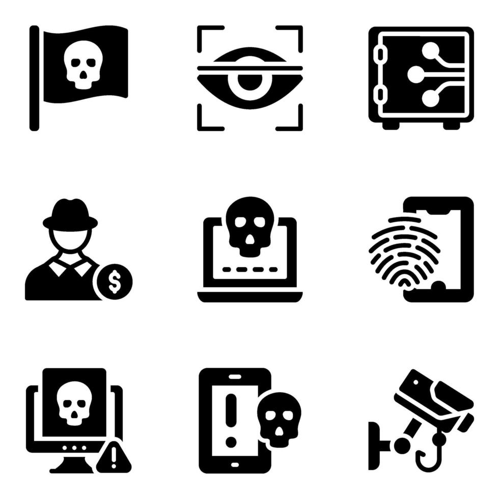 Cyber Protection Elements Icon Set vector