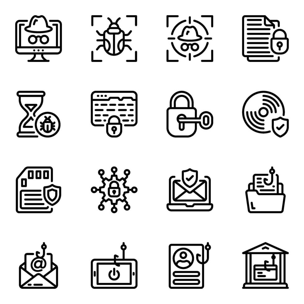 Cyber Hacking Icon Set vector