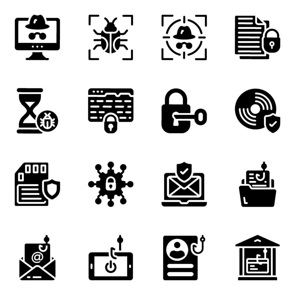 Cyber Hacking Icon Set vector