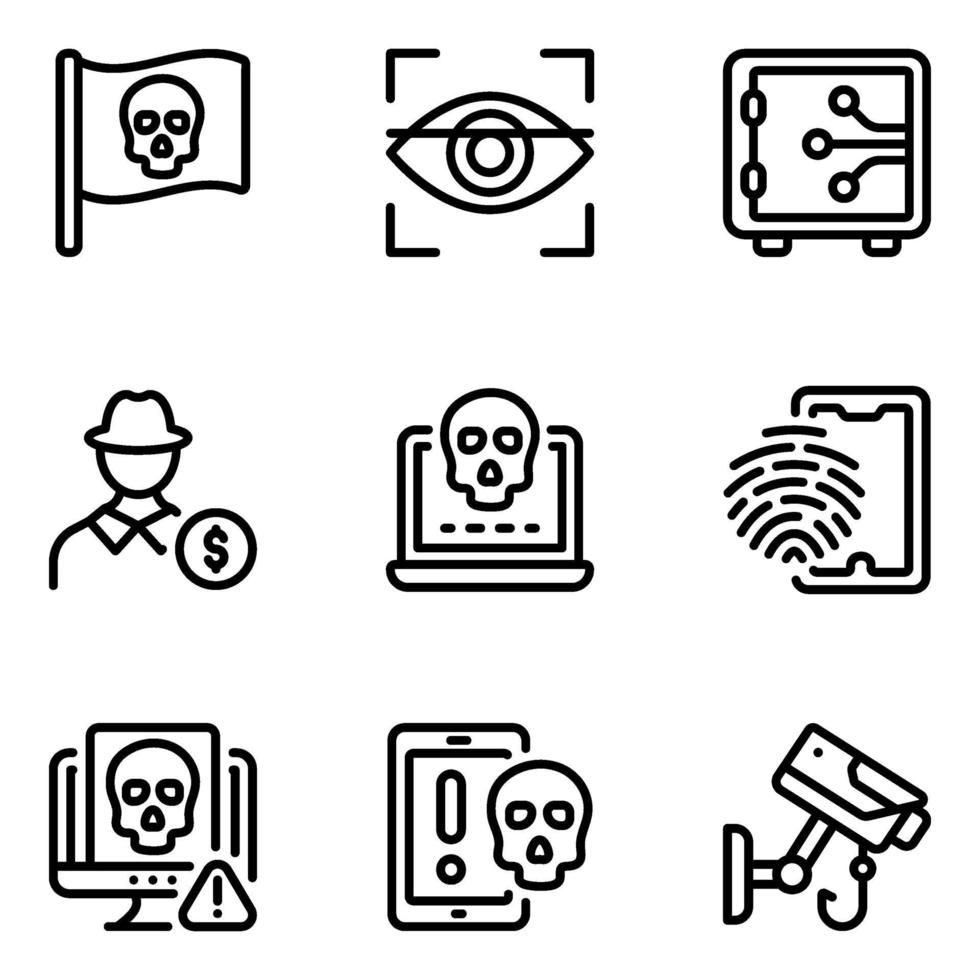 Cyber Protection Icon Set vector