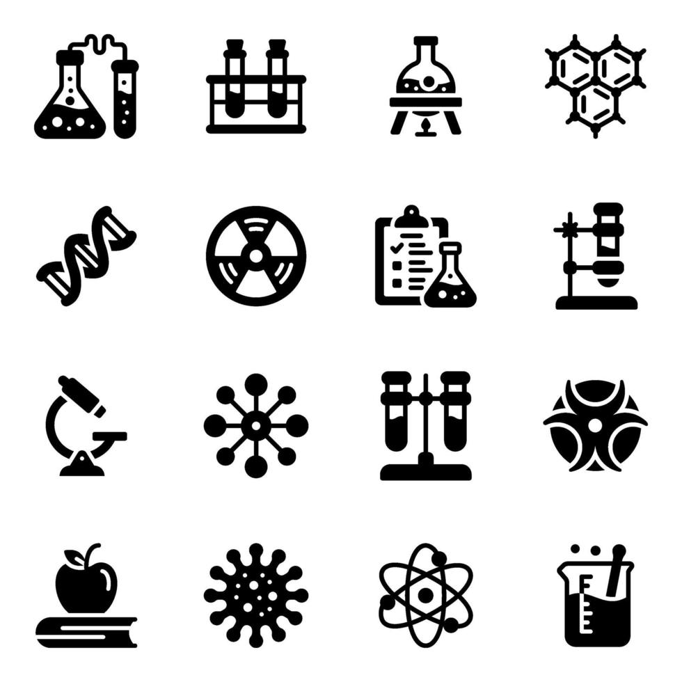 Chemistry and lap Equipment Icon Set vector