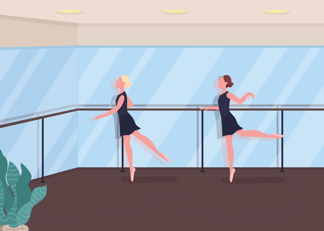 Ballet lesson flat color vector illustration