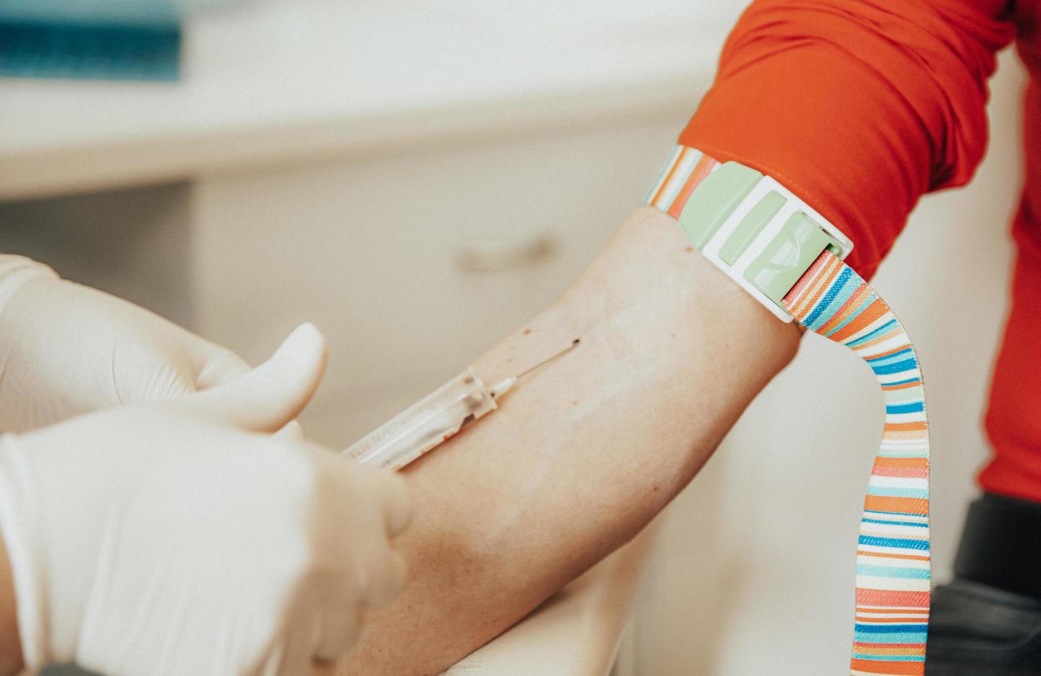 Woman in hospital for blood collection photo