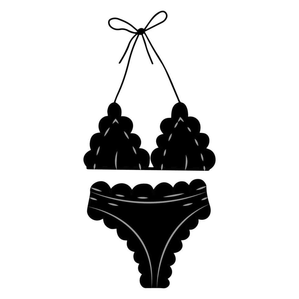 Female swimsuit vector isolated on white background. Swimsuit with top and high waist panties