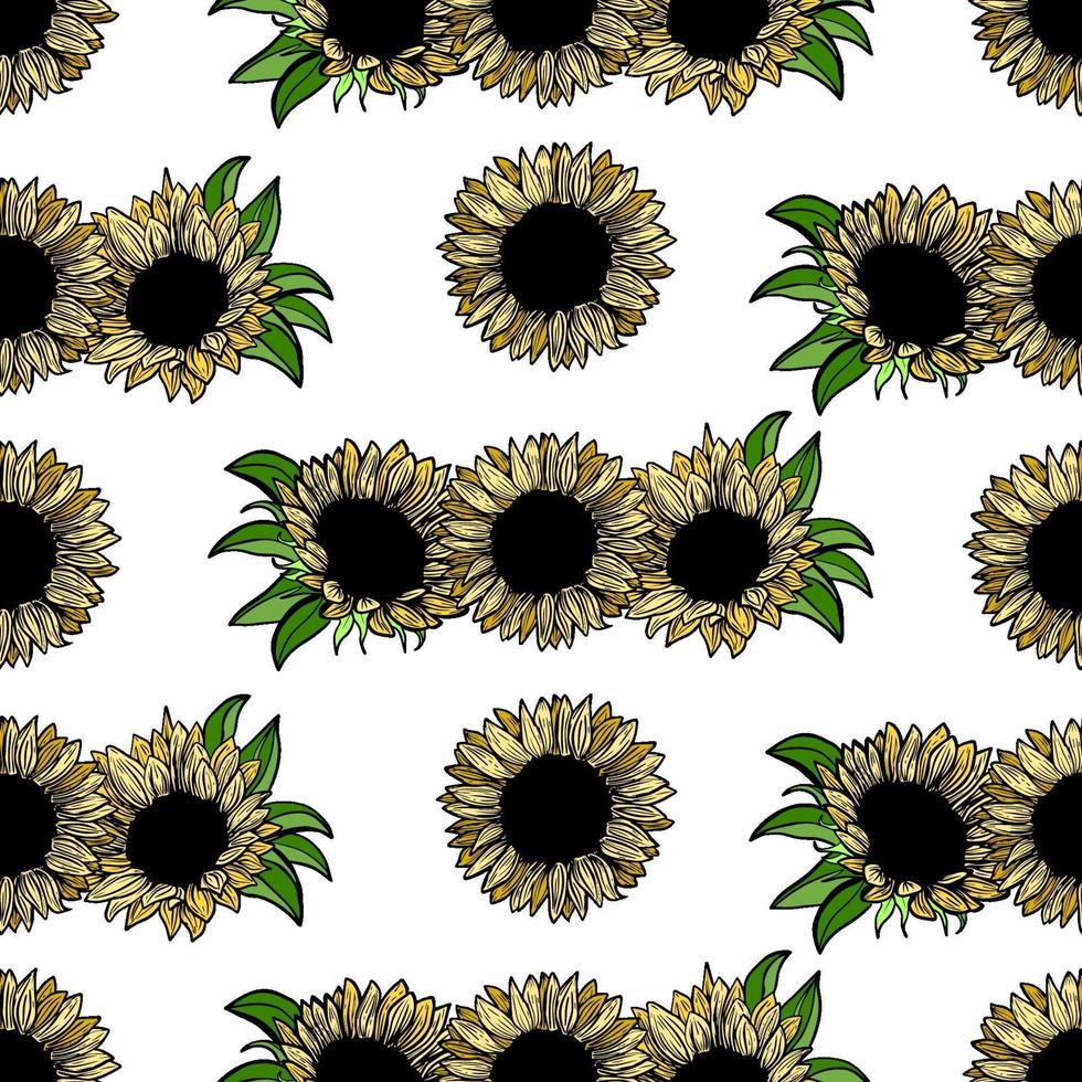 Seamless sunflower pattern vector