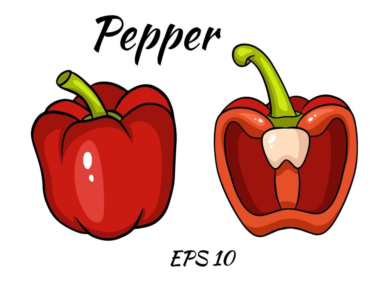 Fresh red pepper vegetable isolated icon. pepper for farm market, vegetarian salad recipe design. vector