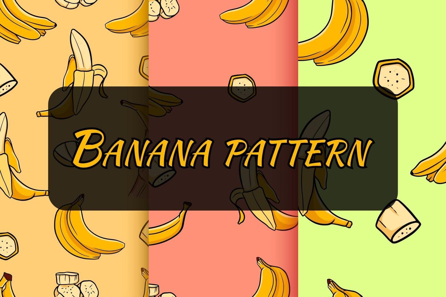 Pattern set of tropical bananas vector