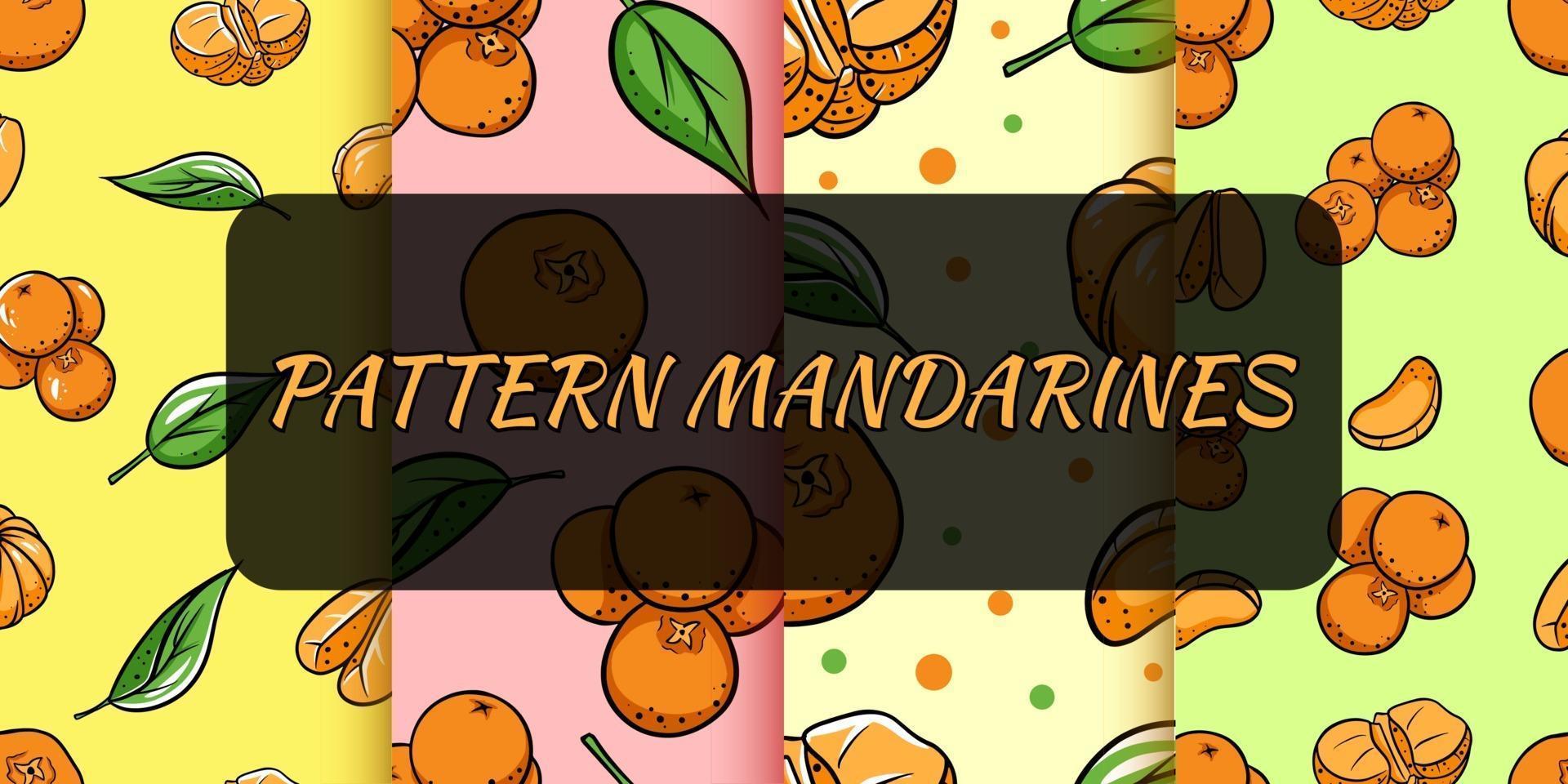 Seamless background with tangerines. Vector illustration for your design.