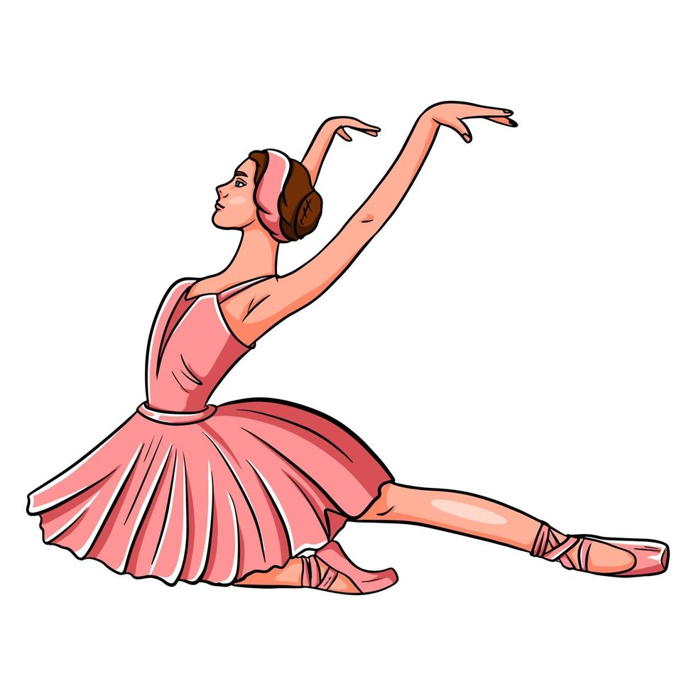 Ballerina in pointe shoes and a rose dress. vector