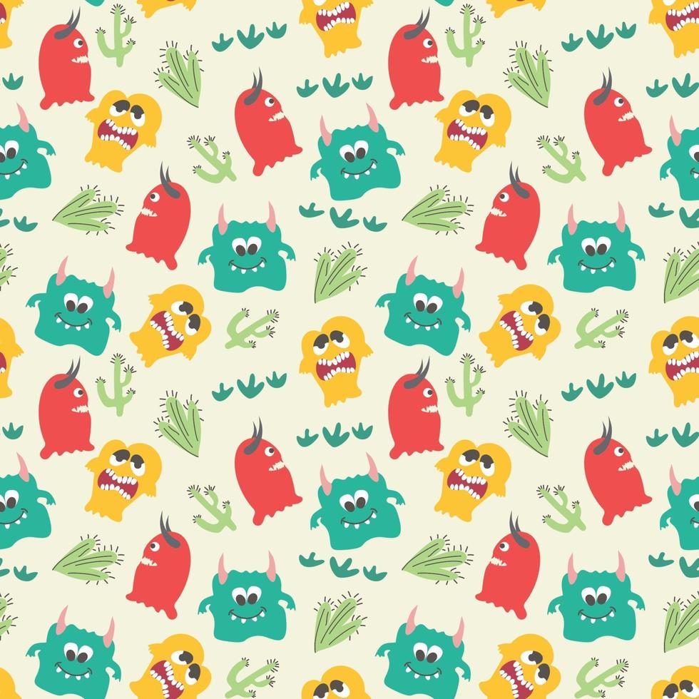 Seamless pattern with cute colorful monsters 2253794 Vector Art at Vecteezy