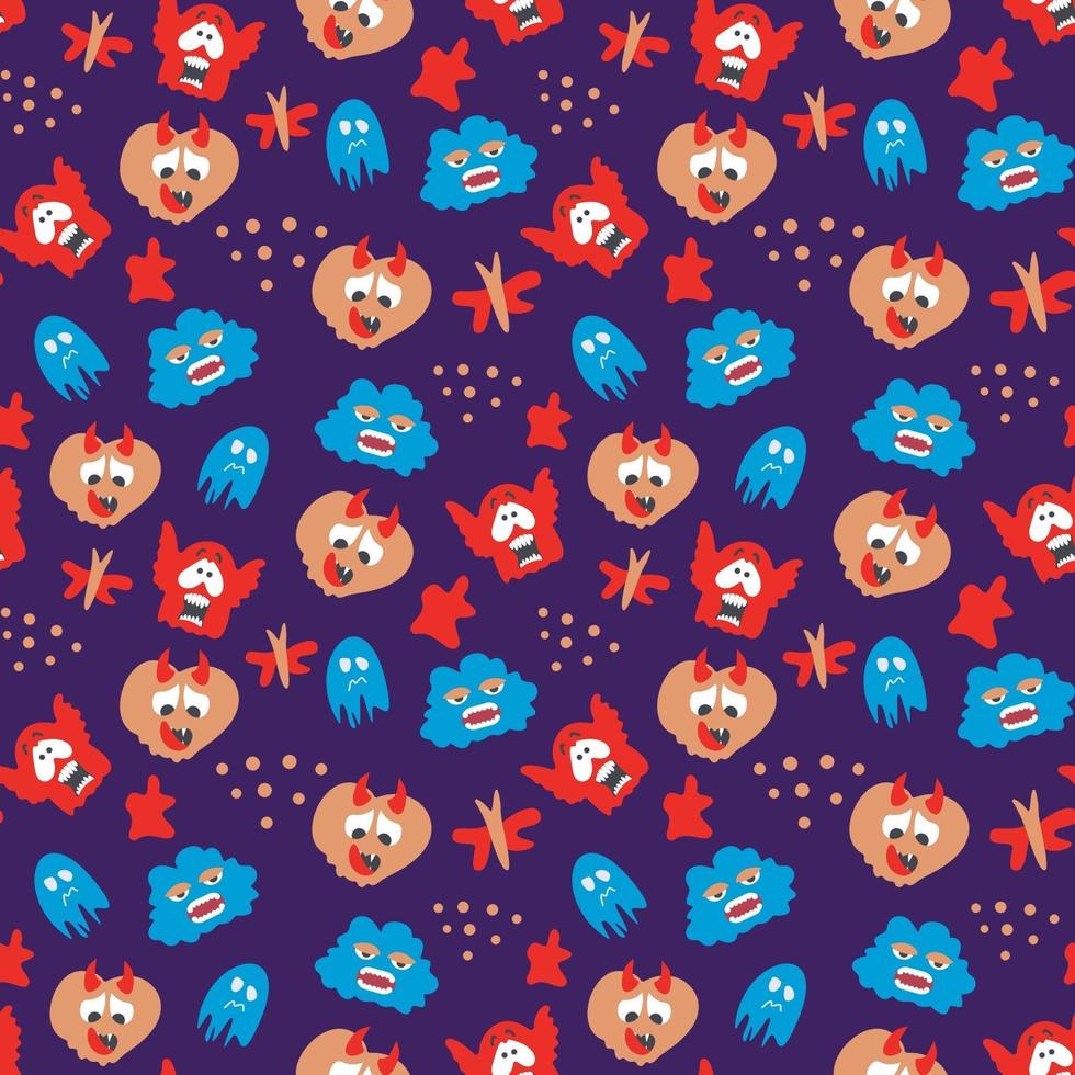 seamless pattern with monsters vector illustration