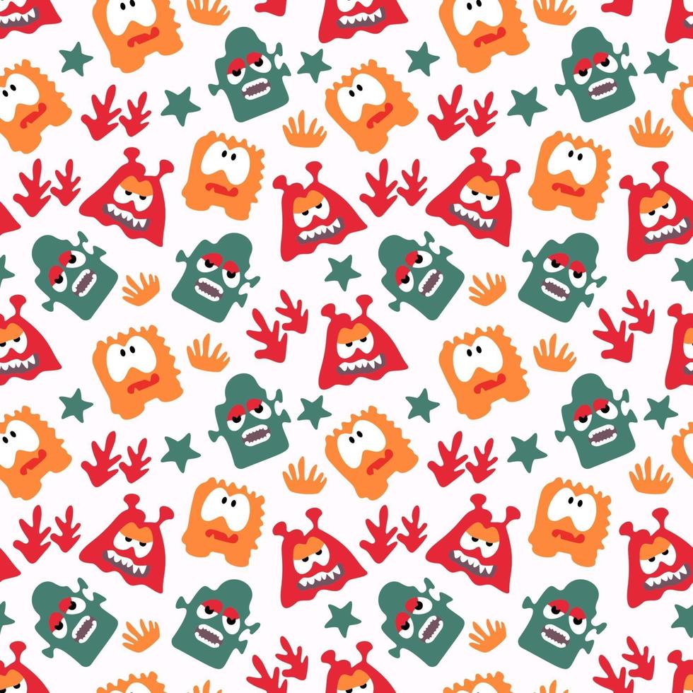 seamless pattern with monsters vector illustration