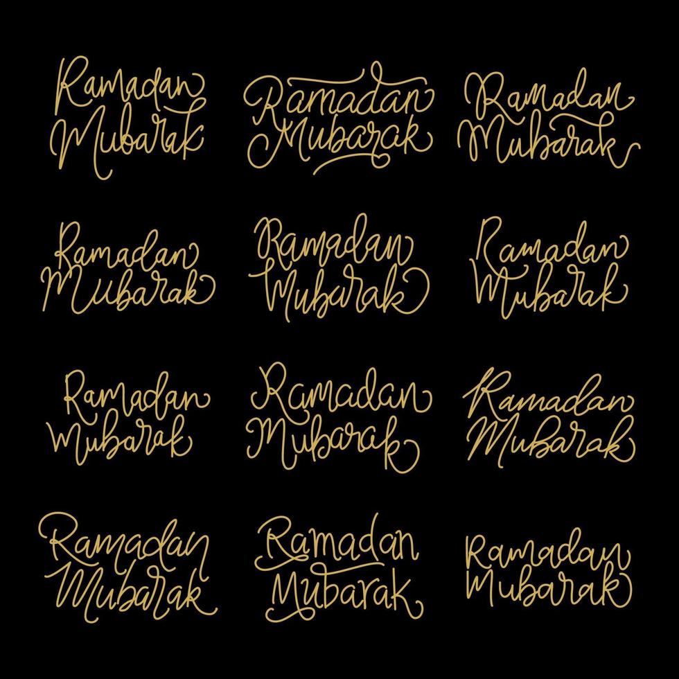 Set of handwritten calligraphic inscriptions for Ramadan Mubarak vector