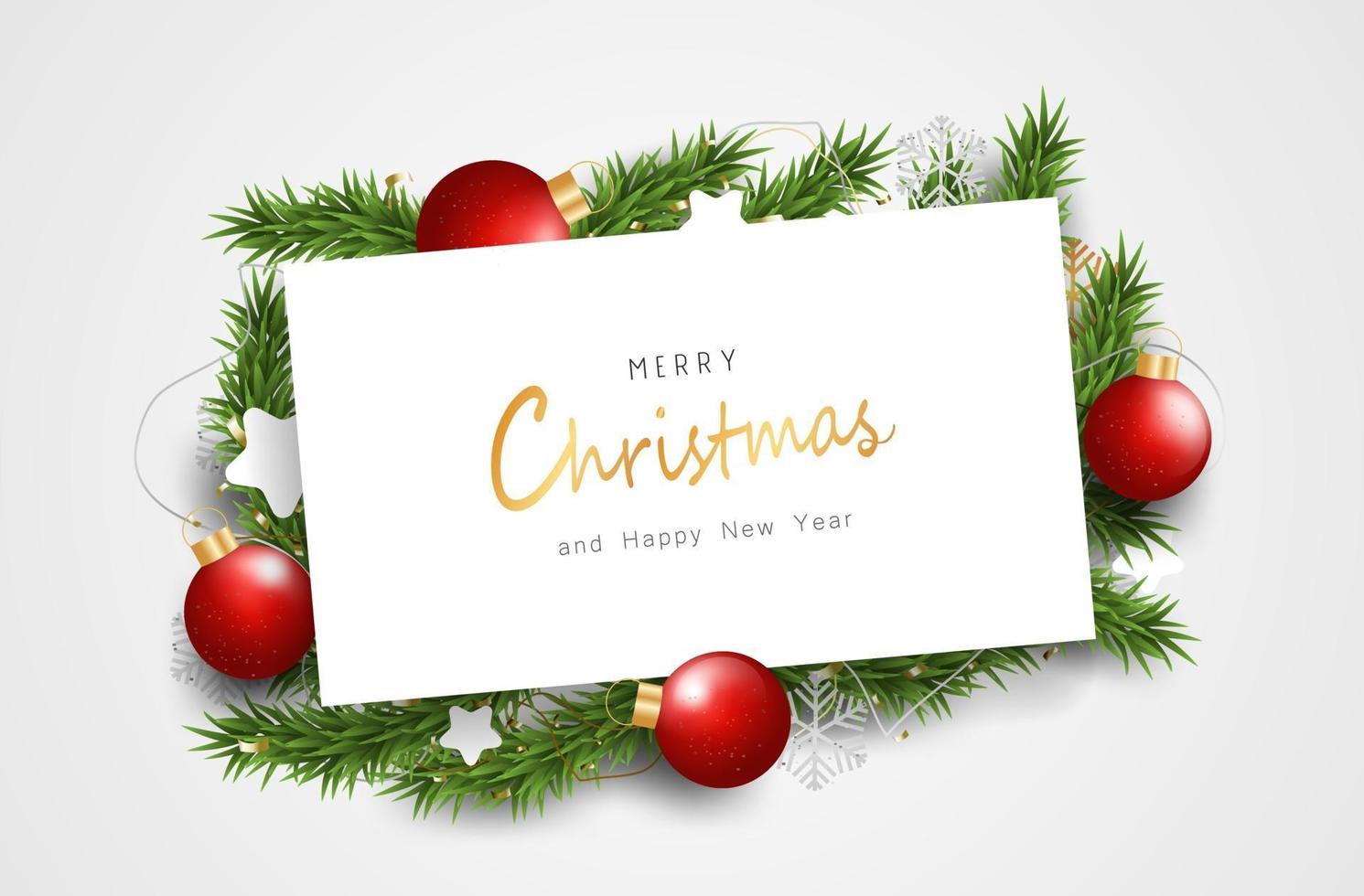 Merry Christmas and Happy New Year background design with lovely elements banner. vector