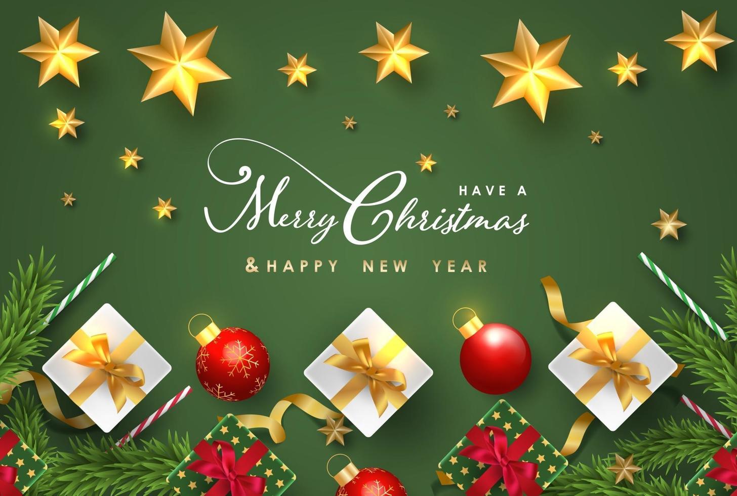 Merry Christmas and Happy New Year background design with lovely elements  banner. 2253970 Vector Art at Vecteezy
