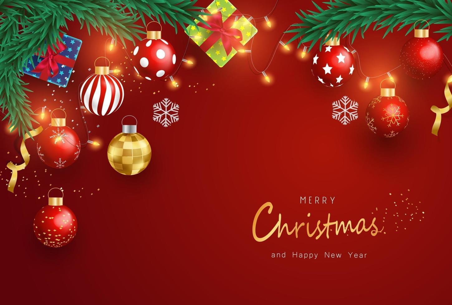 Merry Christmas and Happy New Year background design with lovely elements banner. vector