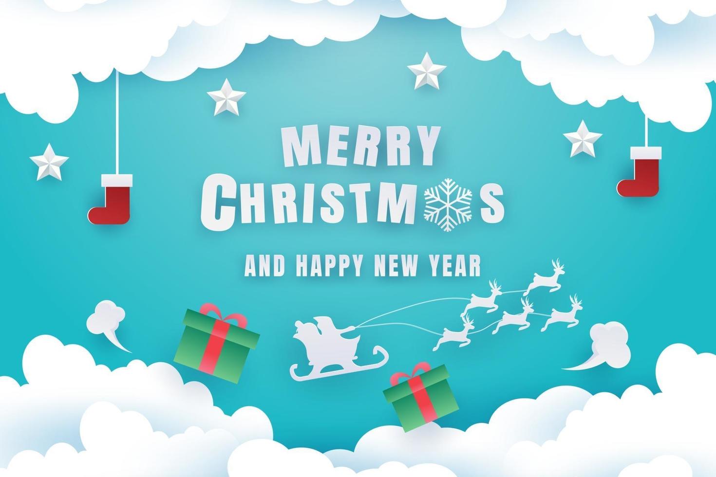 Merry Christmas and Happy New Year background design with lovely elements banner. vector