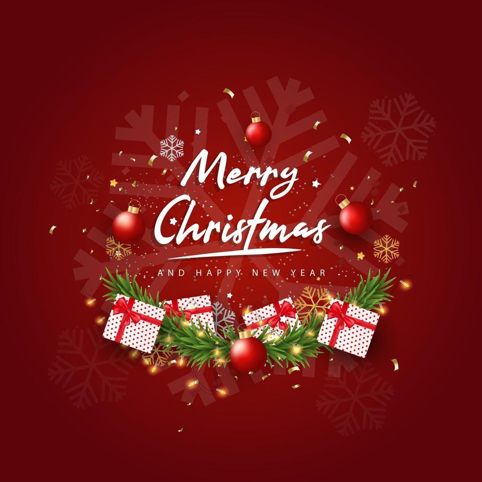 Merry Christmas and Happy New Year background design with lovely elements banner. vector