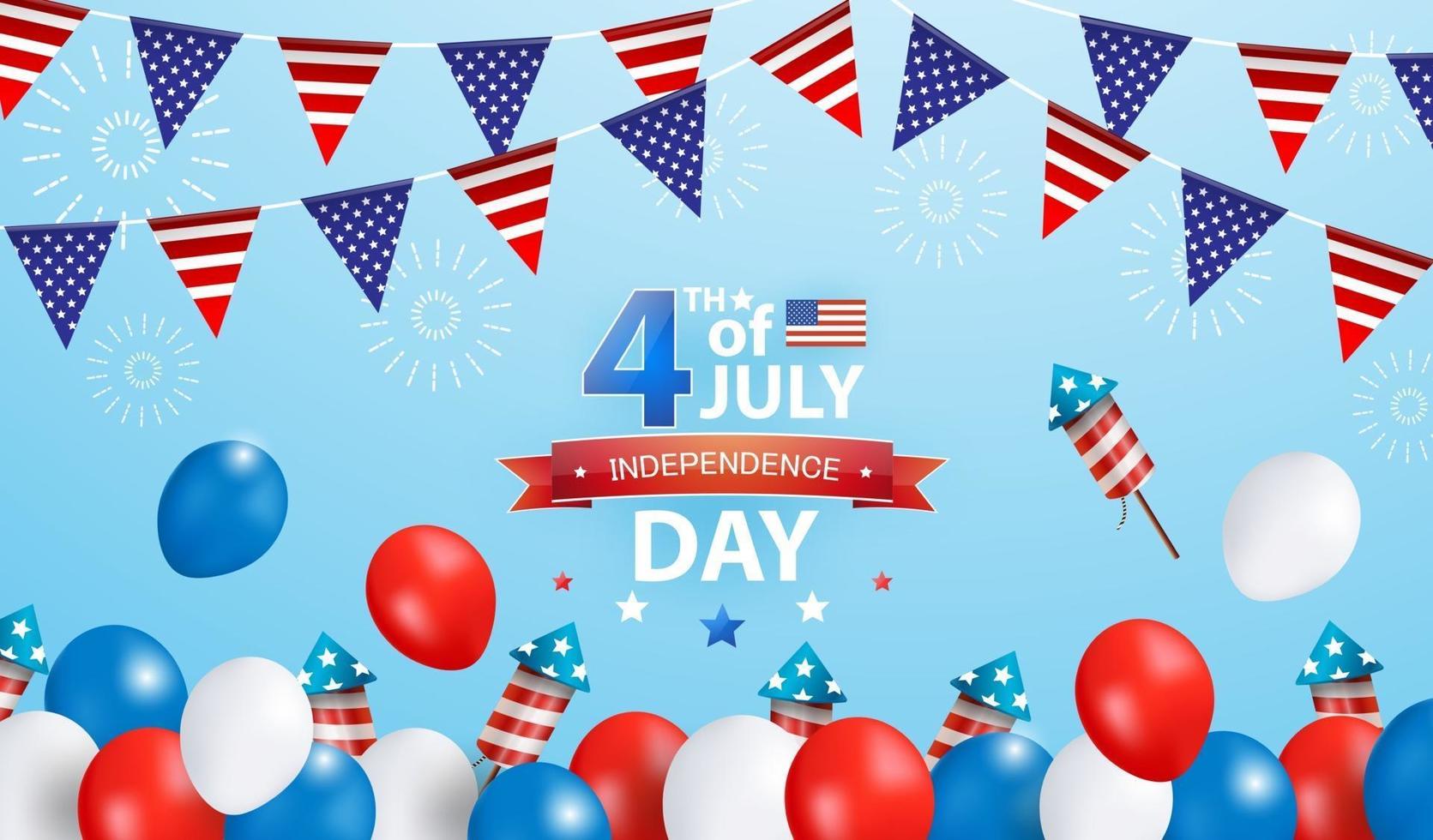 4th of July background design with realistic lovely elements. EPS10 vector illustration.