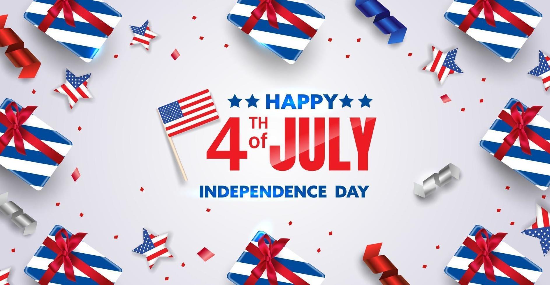 4th of July background design with realistic lovely elements. EPS10 vector illustration.